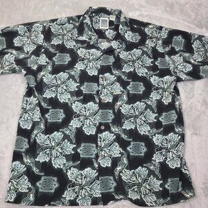 Ocean Current Pocket Shirt Mens Large All Over Palm‎ Print Hipster Surfer Y2K